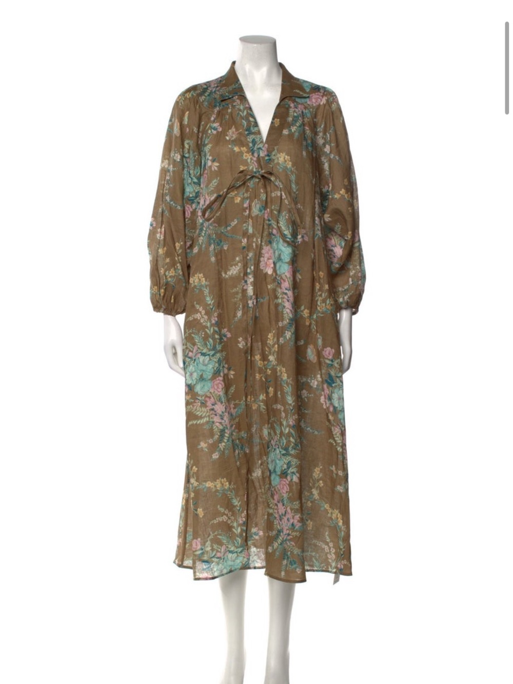 Zimmermann Green Floral V-Neck Tent Dress